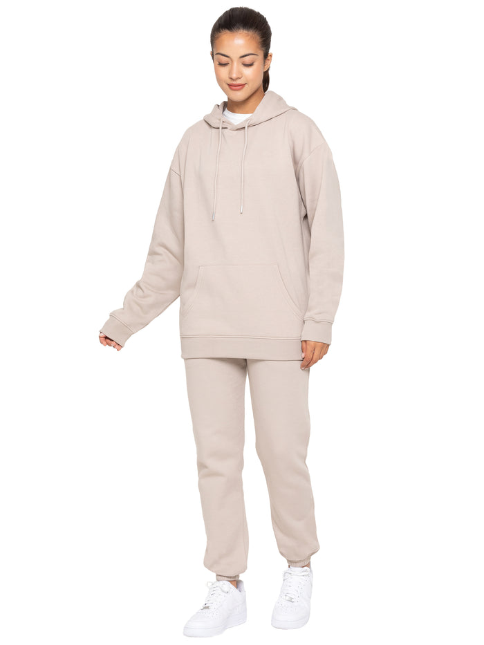 enzo jeans Essential Oversized Hoodie and Jogger Set - Oatmeal