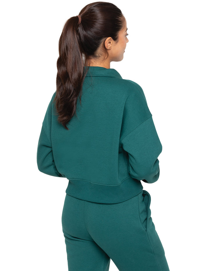 Enzo Jeans Half Zip Pullover Sweatshirt - Forest Green