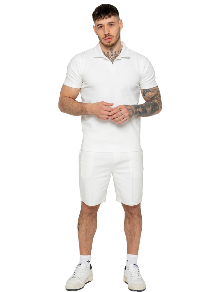 Enzo Jeans Kade Polo Shirt And Shorts Set - Off White