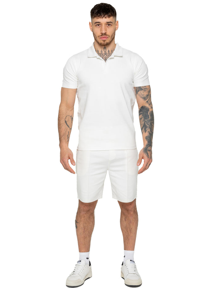 Enzo Jeans Kade Polo Shirt And Shorts Set - Off White