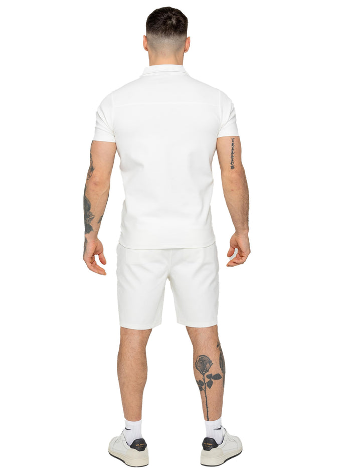 Enzo Jeans Kade Polo Shirt And Shorts Set - Off White