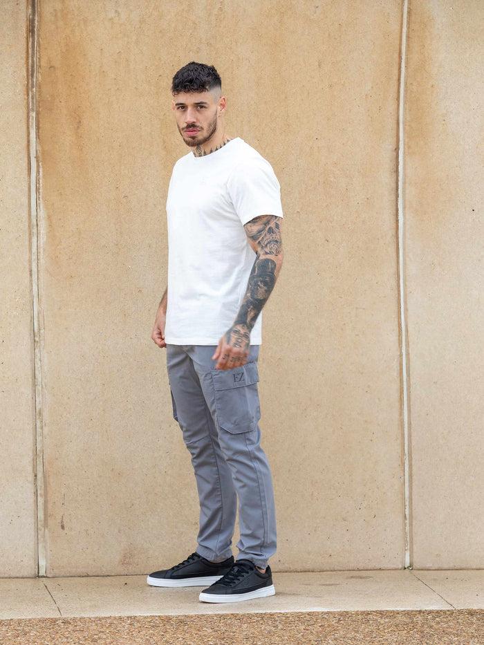 Enzo Jeans Leonardo Tech Utility Cargo Pants - Light Grey