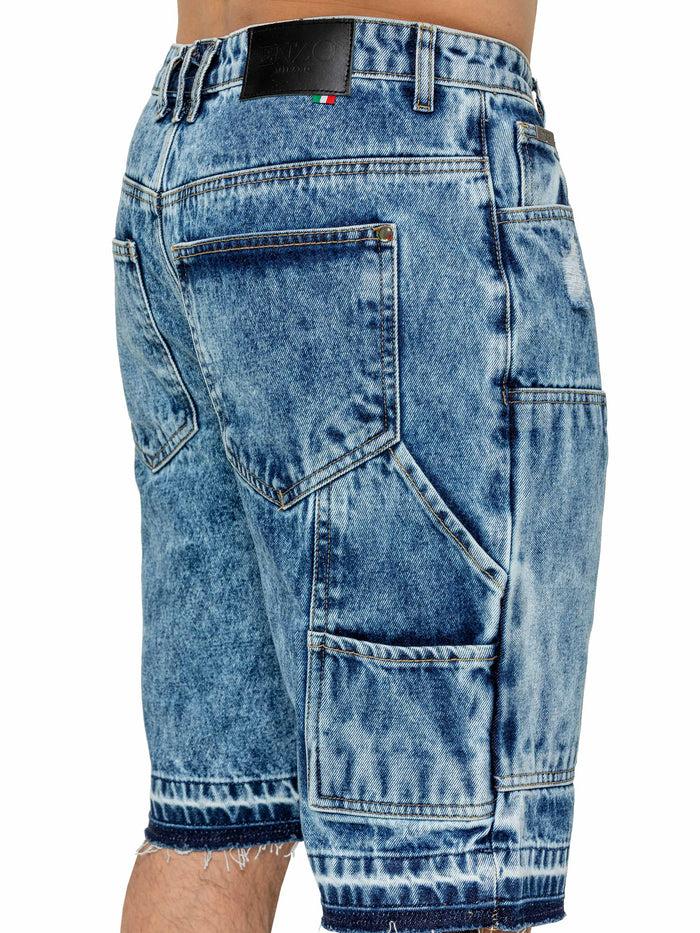 Enzo Jeans Luciano Carpenter Denim Shorts - Light Blue