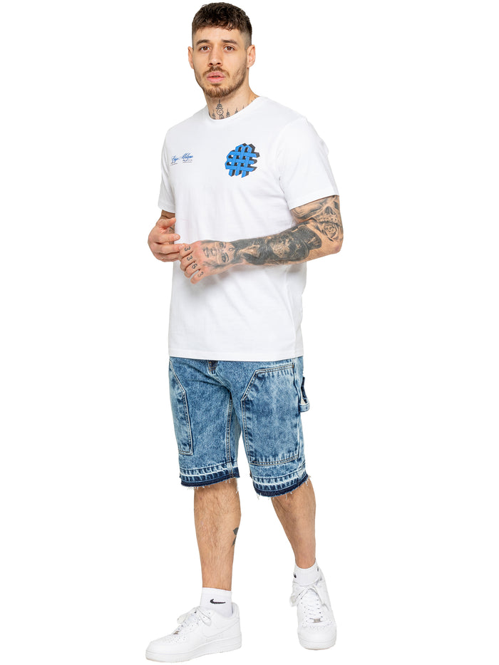 Enzo Jeans Luciano Carpenter Denim Shorts - Light Blue