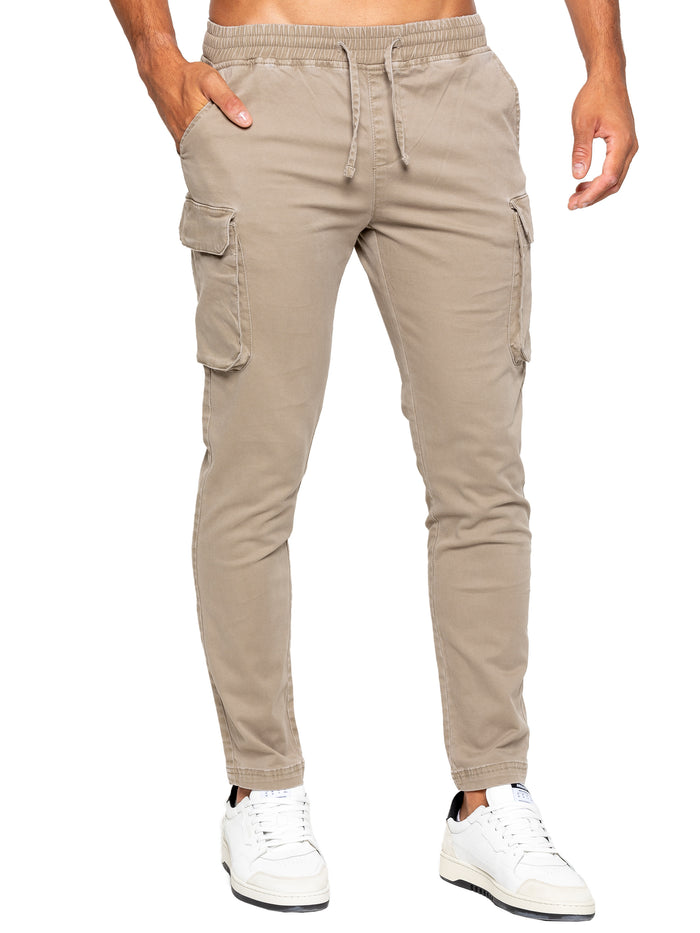 Enzo Jeans Nova Dye Cargo Jacket And Pants Set - Beige
