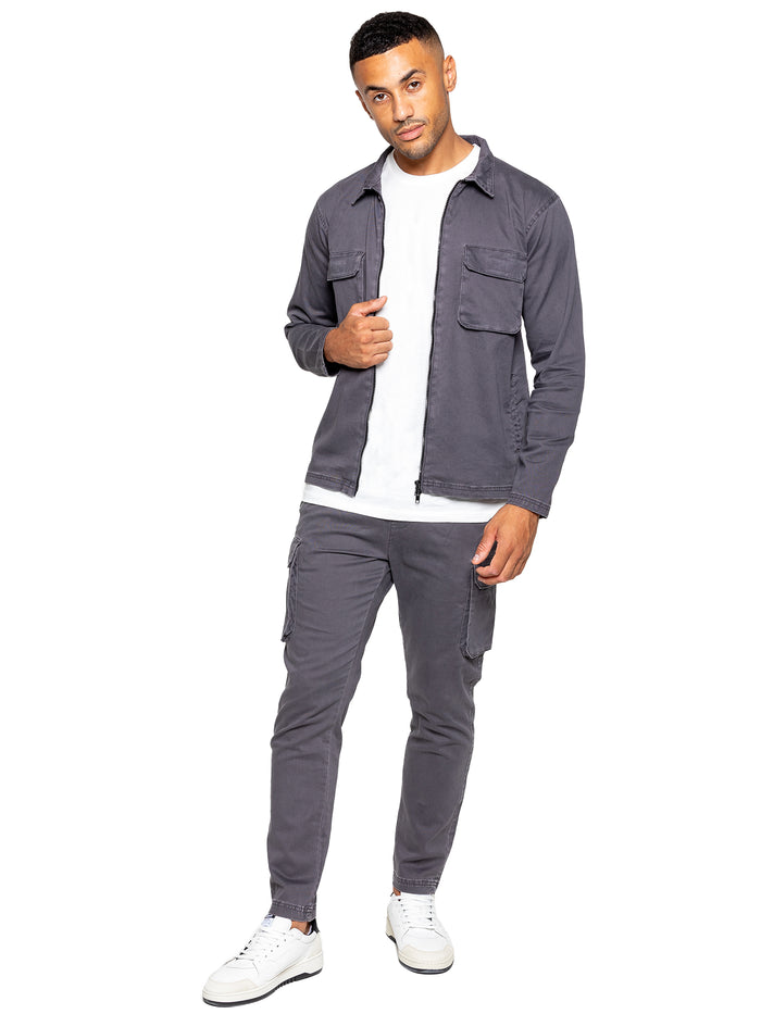 enzo jeans Nova Dye Cargo Jacket and Pants Set - Grey