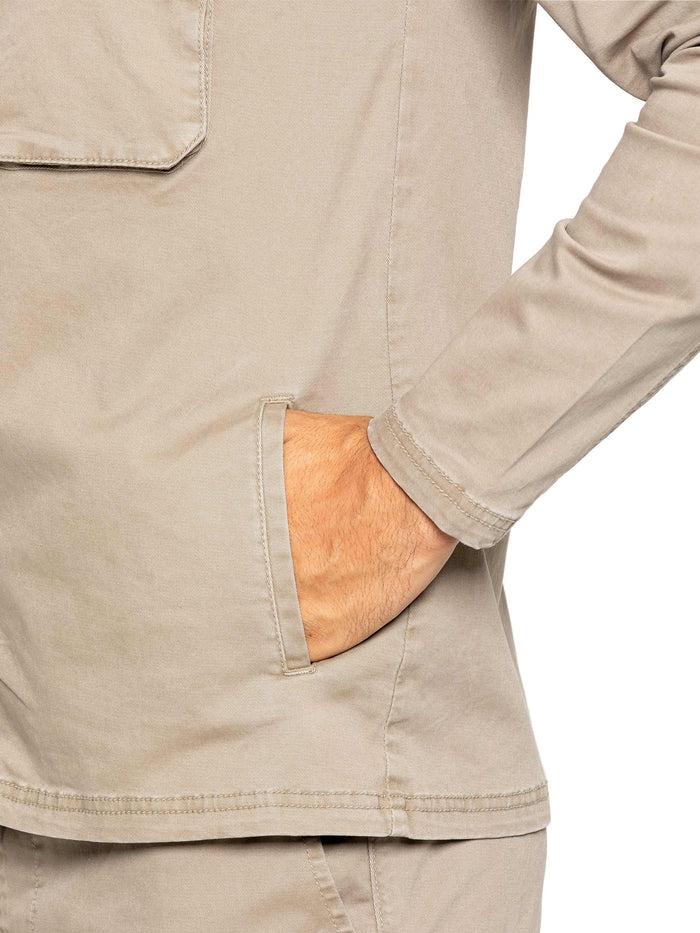 Enzo Jeans Nova Dye Cargo Jacket And Shorts Set - Beige