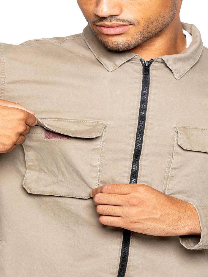 Enzo Jeans Nova Dye Cargo Jacket And Shorts Set - Beige