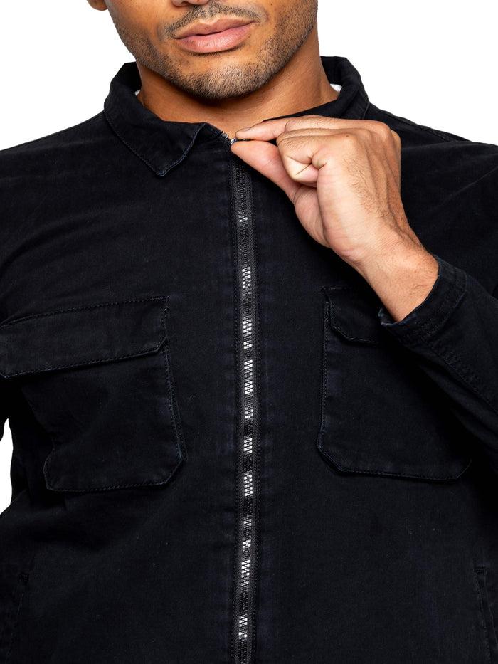 Enzo Jeans Nova Dye Cargo Jacket And Shorts Set - Black