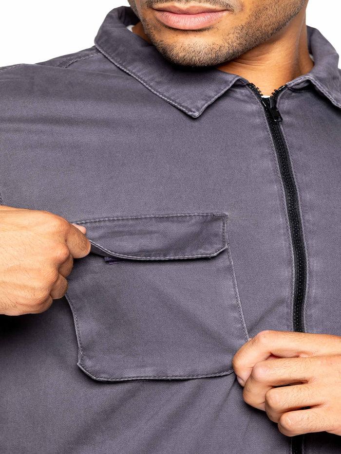 Enzo Jeans Nova Dye Cargo Jacket And Shorts Set - Grey