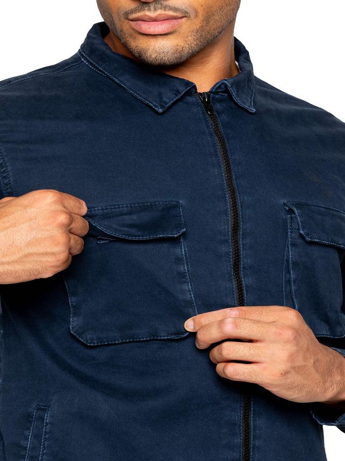 Enzo Jeans Nova Dye Cargo Jacket And Shorts Set - Navy