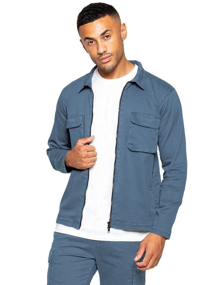 Enzo Jeans Nova Dye Cargo Jacket And Shorts Set - Steel Blue