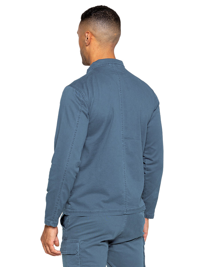 Enzo Jeans Nova Dye Cargo Jacket And Shorts Set - Steel Blue