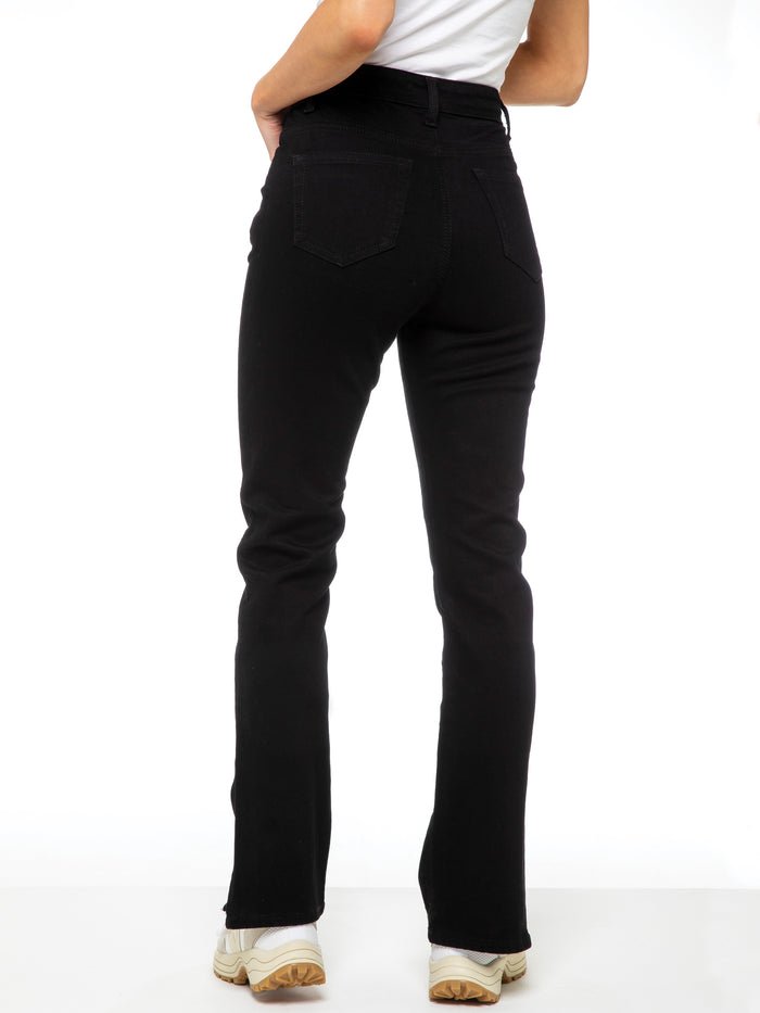 Enzo Jeans Olivia High Rise Split Hem Straight Jeans - Black