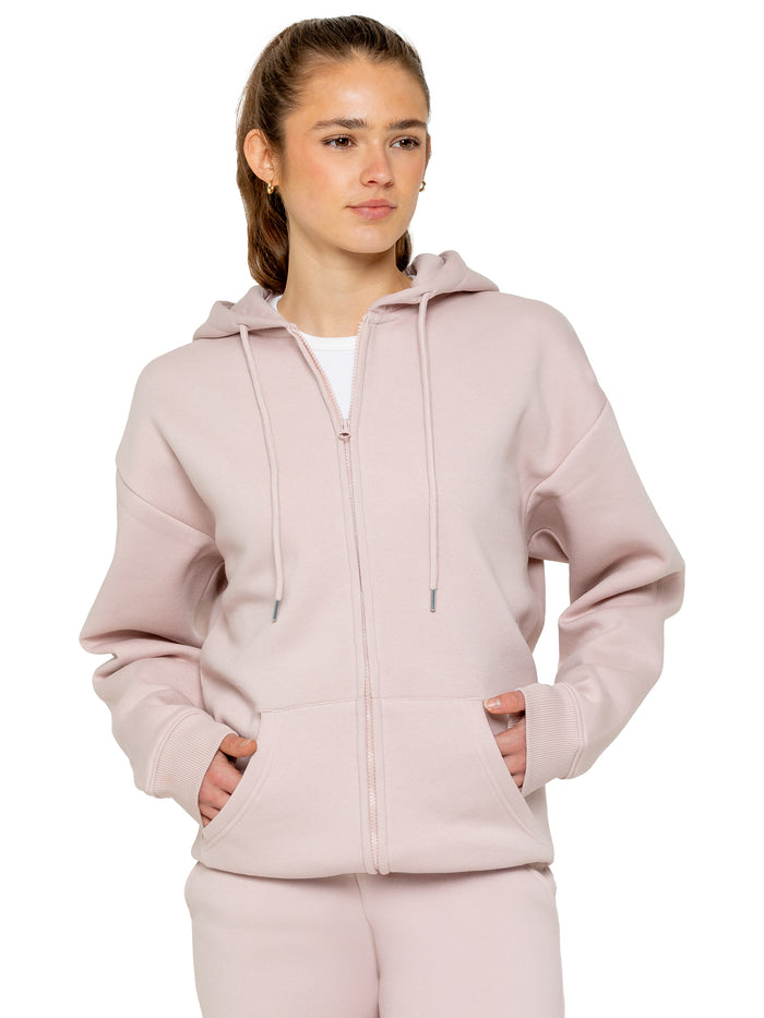 enzo jeans Oversized Essential Zip Hoodie - Baby Pink