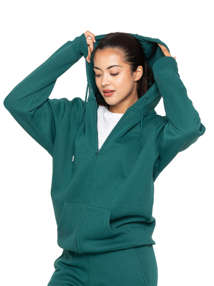 enzo jeans Oversized Essential Zip Hoodie - Forest Green