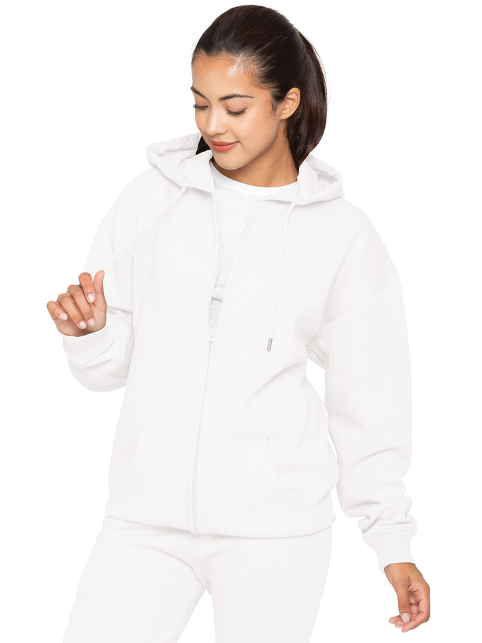 enzo jeans Oversized Essential Zip Hoodie - Off White
