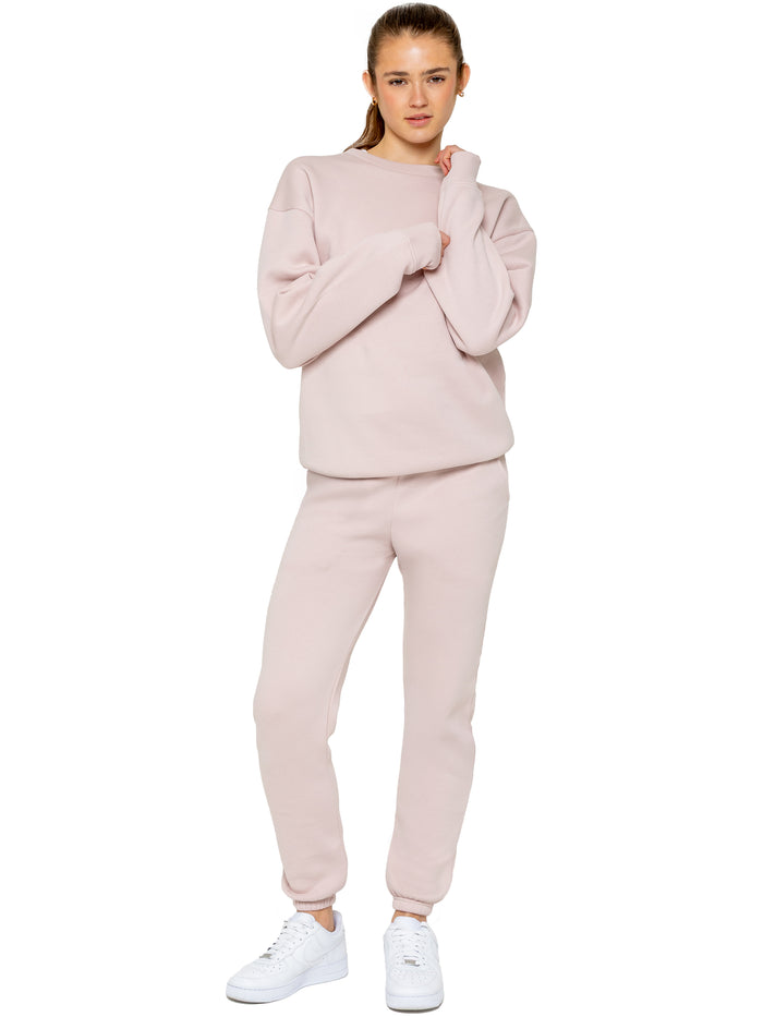 Enzo Jeans Oversized Sweatshirt And Jogger Set - Baby Pink