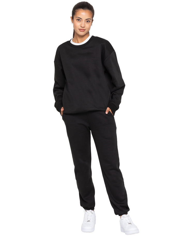 Enzo Jeans Oversized Sweatshirt And Jogger Set - Black