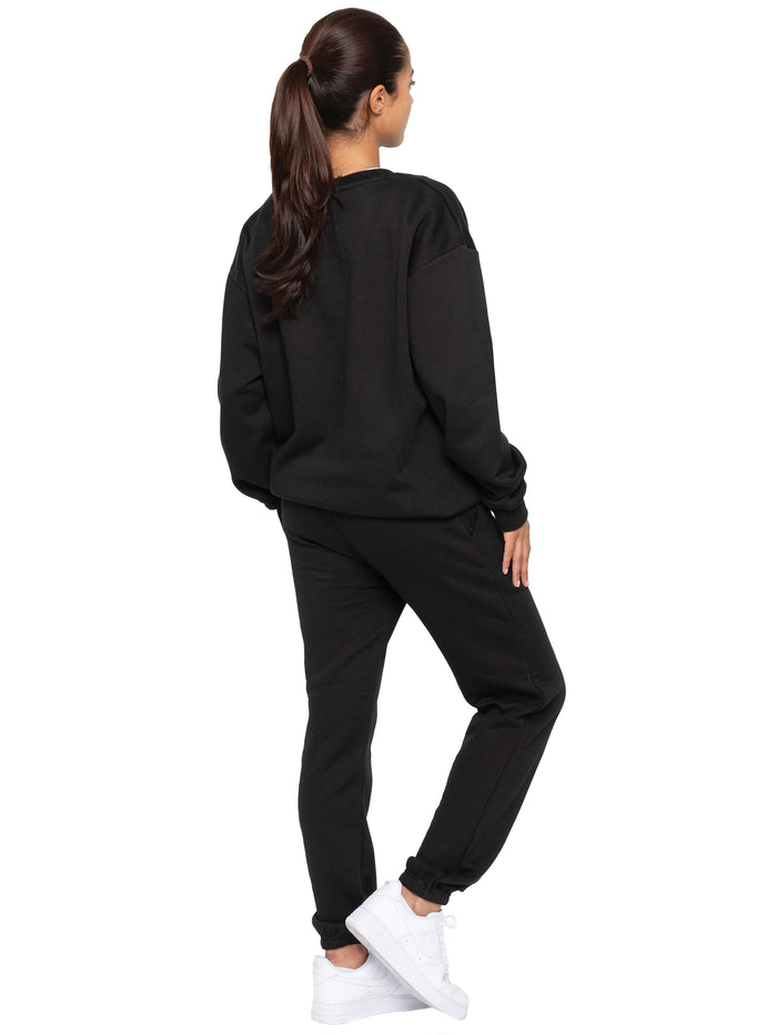Enzo Jeans Oversized Sweatshirt And Jogger Set - Black