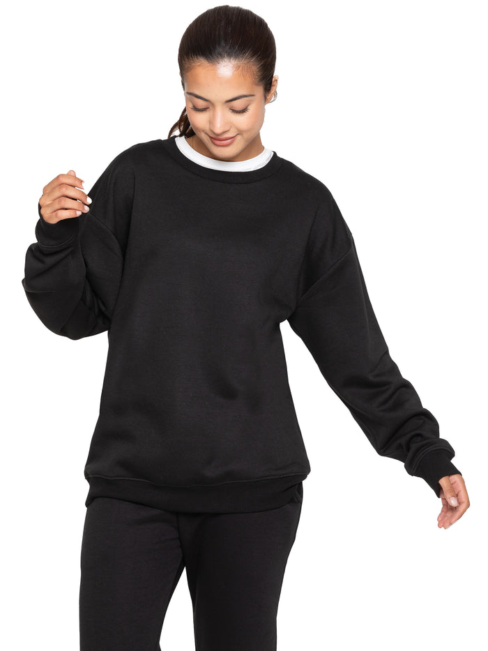 Enzo Jeans Oversized Sweatshirt And Jogger Set - Black
