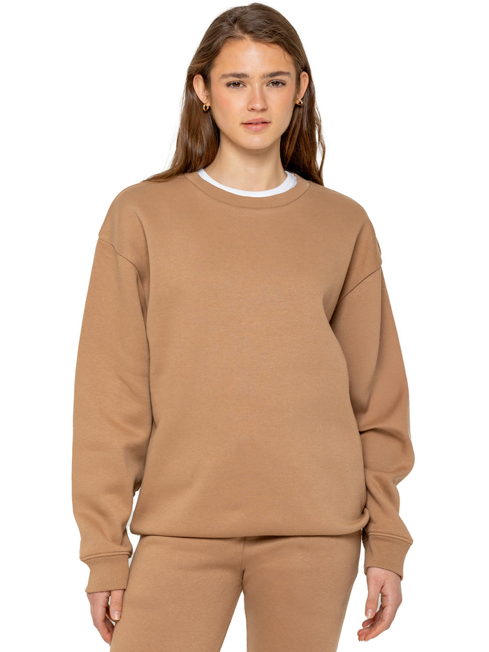 Enzo Jeans Oversized Sweatshirt And Jogger Set - Camel