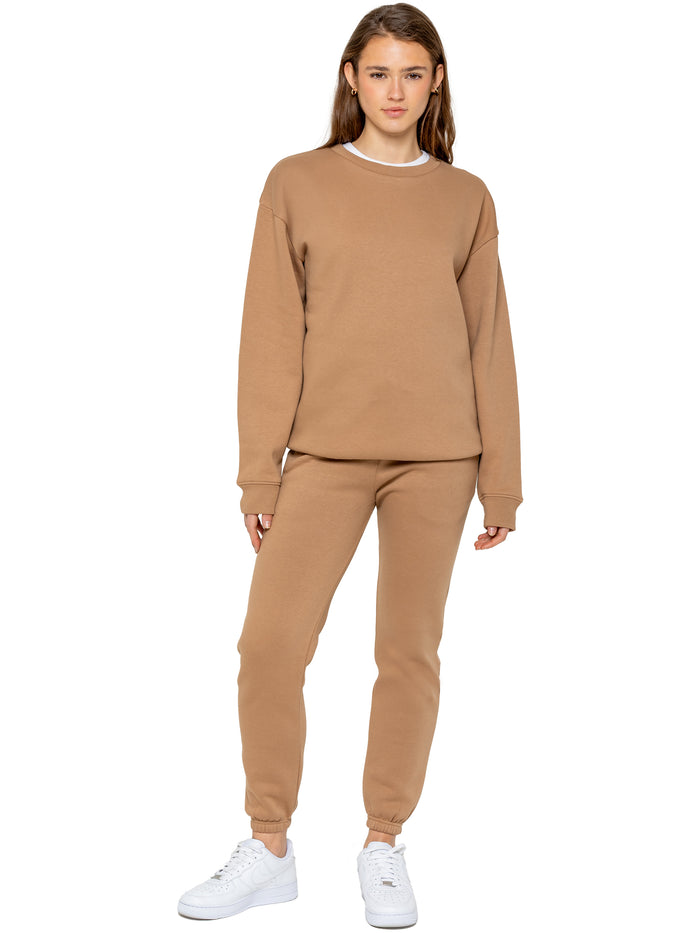 enzo jeans Oversized Sweatshirt and Jogger Set - Camel
