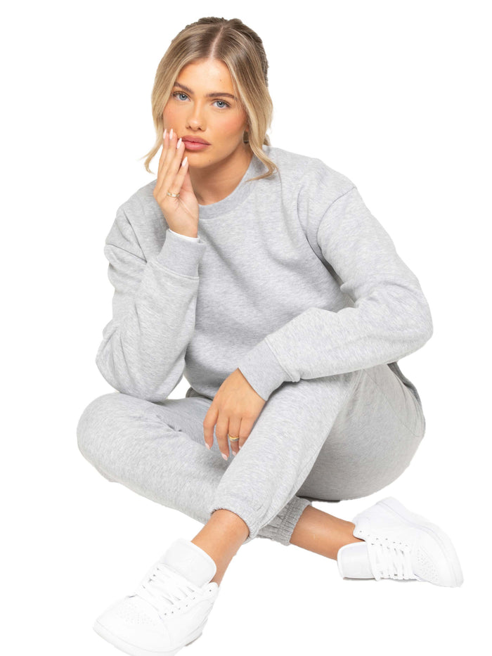 Enzo Jeans Oversized Sweatshirt And Jogger Set - Grey