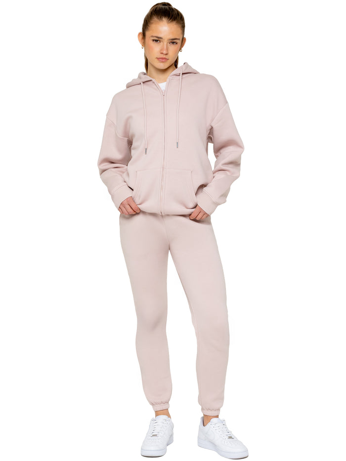 Enzo Jeans Oversized Zip Hoodie And Jogger Set - Baby Pink