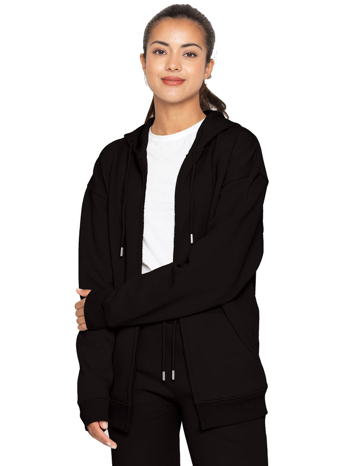 Enzo Jeans Oversized Zip Hoodie And Jogger Set - Black