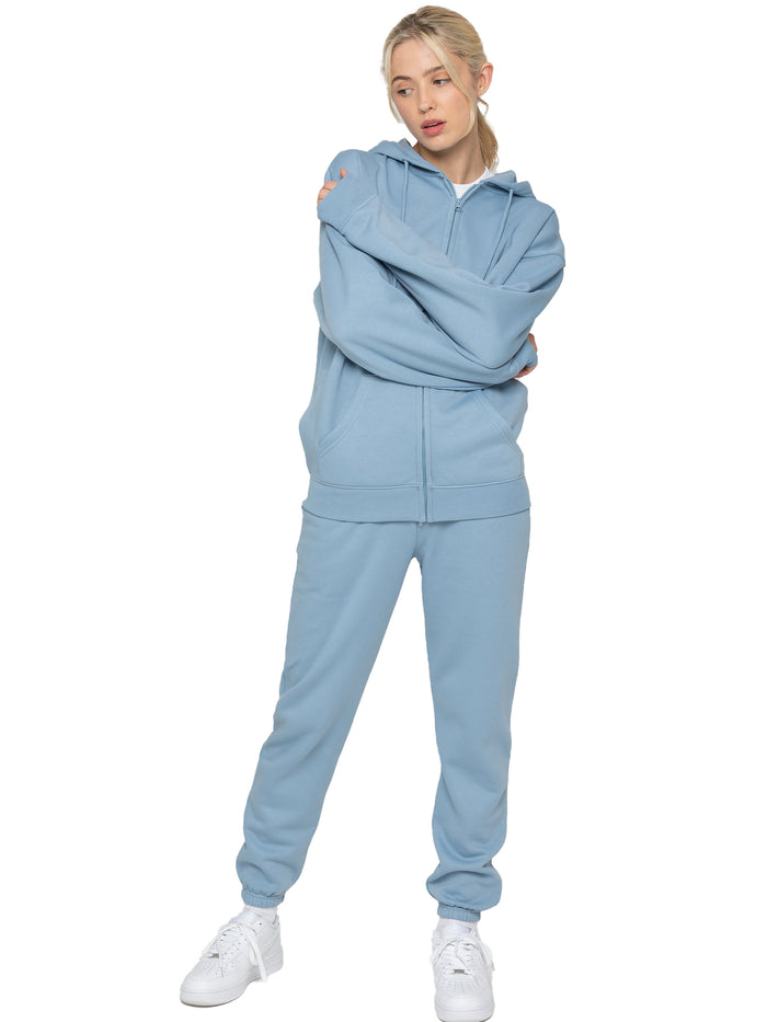 Enzo Jeans Oversized Zip Hoodie And Jogger Set - Blue