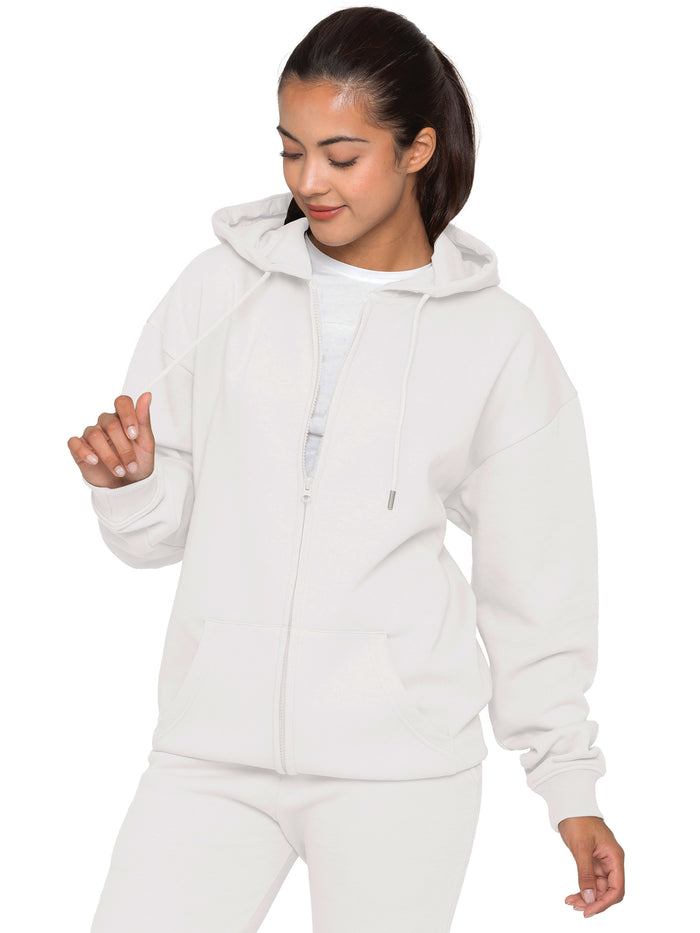 Enzo Jeans Oversized Zip Hoodie And Jogger Set - Off White
