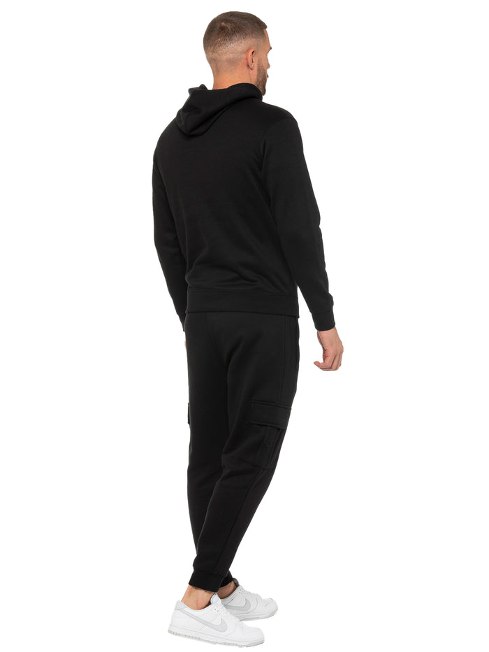 Enzo Jeans Pullover Hoodie And Cargo Joggers Set - Black