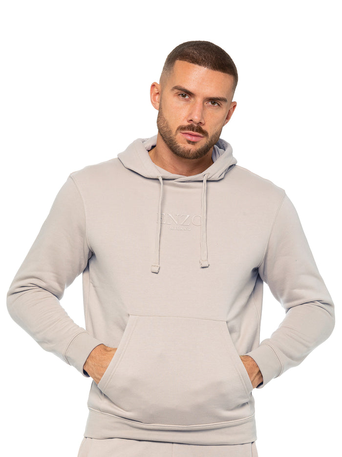 Enzo Jeans Pullover Hoodie And Cargo Joggers Set - Clay