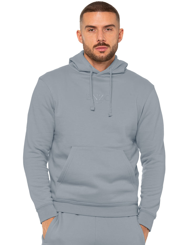 Enzo Jeans Pullover Hoodie And Cargo Joggers Set - Coastal Blue