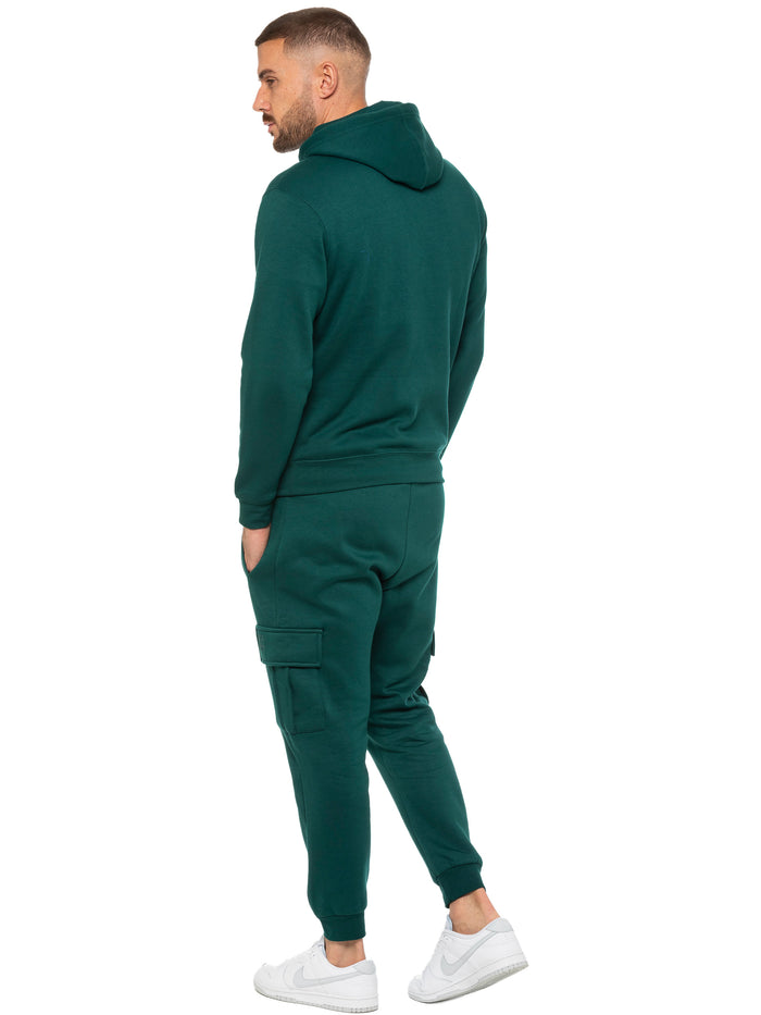 Enzo Jeans Pullover Hoodie And Cargo Joggers Set - Green
