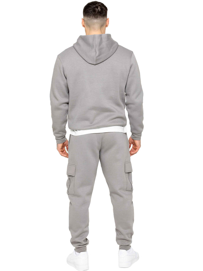 Enzo Jeans Pullover Hoodie And Cargo Joggers Set - Grey