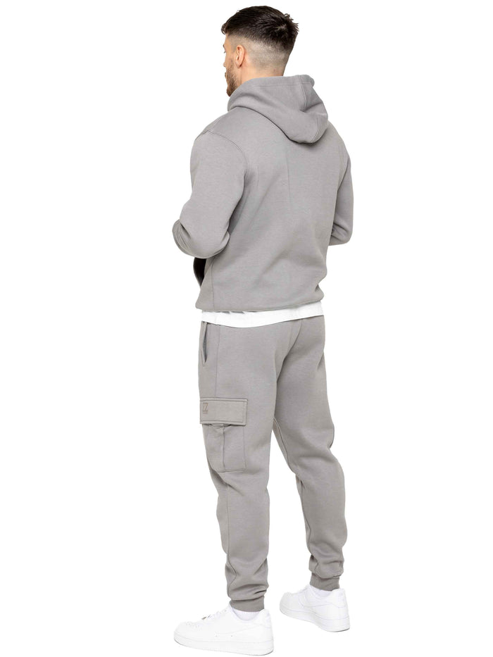 Enzo Jeans Pullover Hoodie And Cargo Joggers Set - Grey