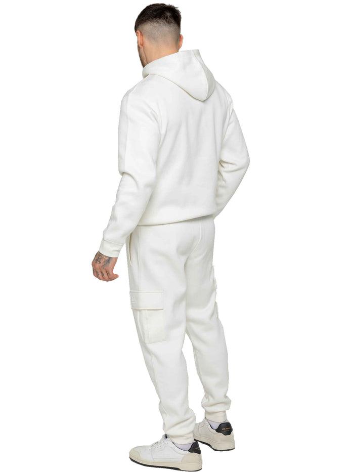 Enzo Jeans Pullover Hoodie And Cargo Joggers Set - Off White