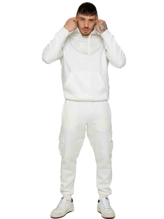 Enzo Jeans Pullover Hoodie And Cargo Joggers Set - Off White