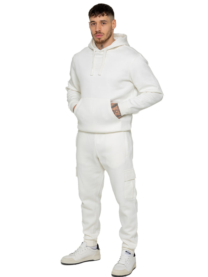 Enzo Jeans Pullover Hoodie And Cargo Joggers Set - Off White