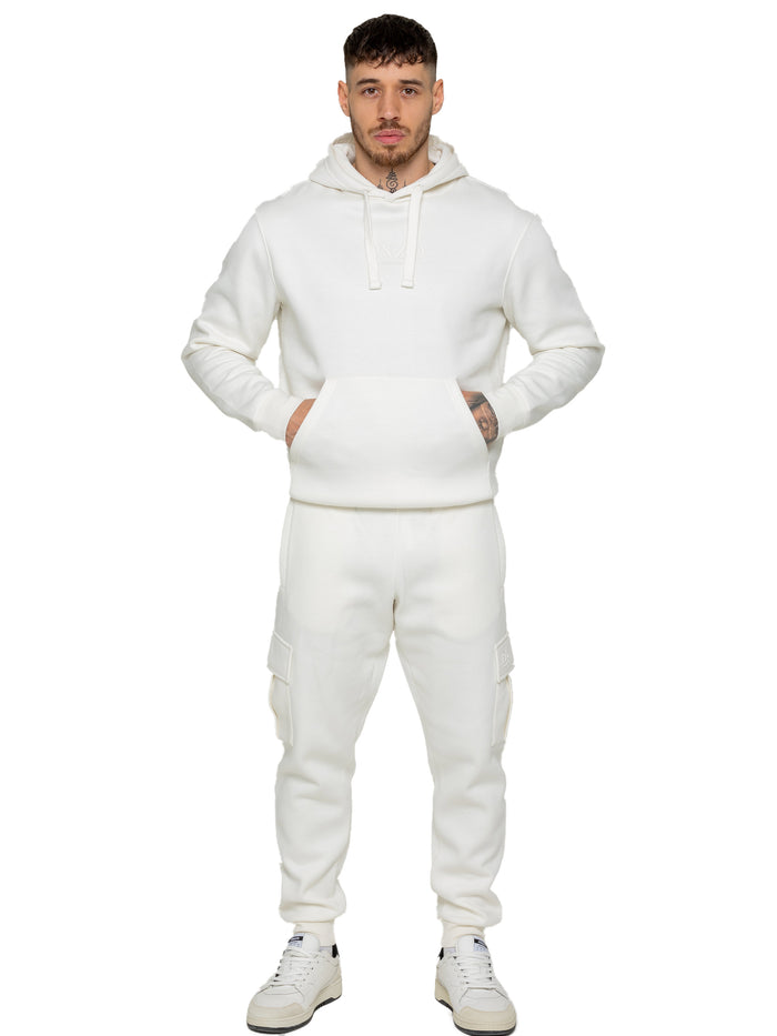 enzo jeans Pullover Hoodie and Cargo Joggers Set - Off White
