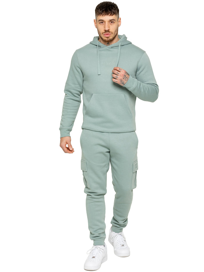 enzo jeans Pullover Hoodie and Cargo Joggers Set - Sage