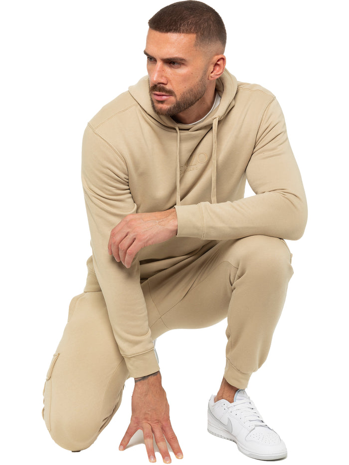 Enzo Jeans Pullover Hoodie And Cargo Joggers Set - Stone