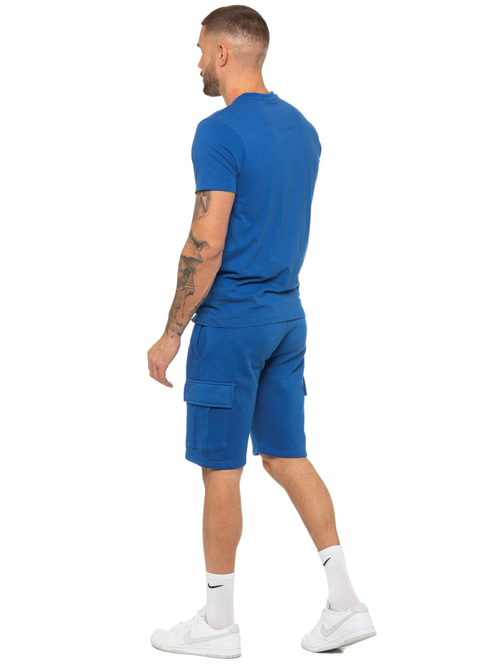 Enzo Jeans Regular Fit T-Shirt And Cargo Shorts Set - Blue