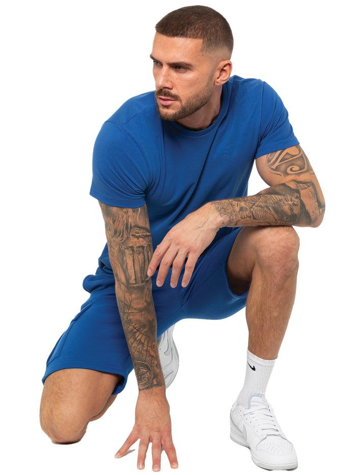 Enzo Jeans Regular Fit T-Shirt And Cargo Shorts Set - Blue
