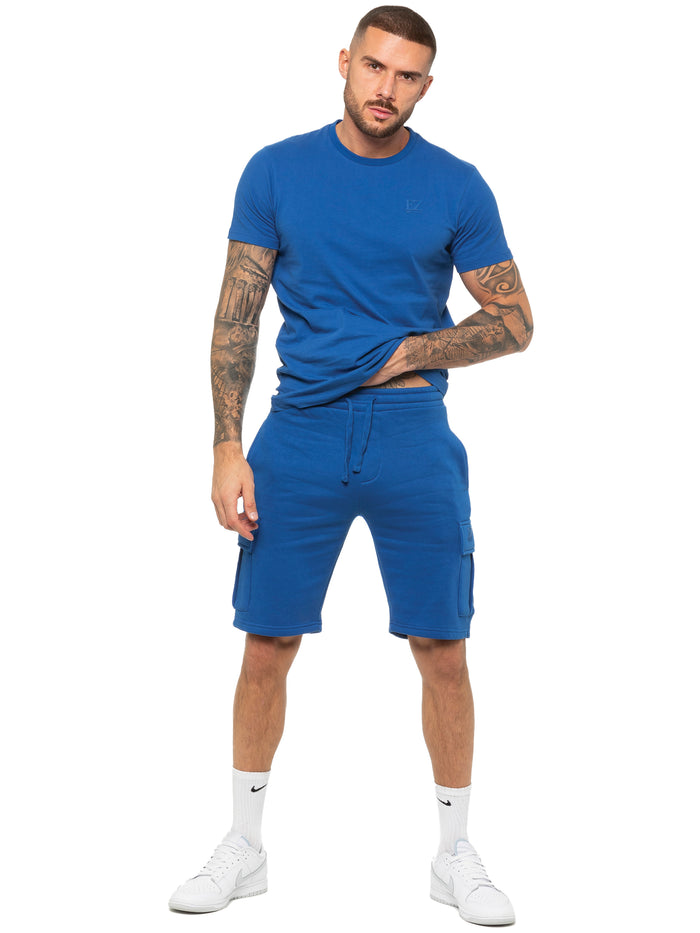 enzo jeans Regular Fit T-Shirt and Cargo Shorts Set - Blue