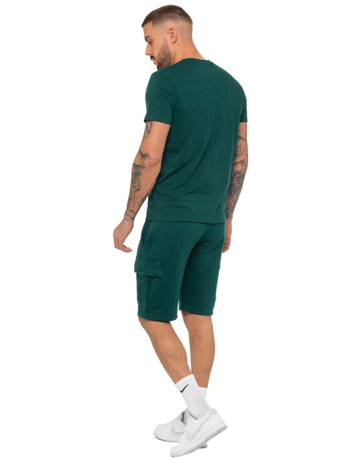 Enzo Jeans Regular Fit T-Shirt And Cargo Shorts Set - Green
