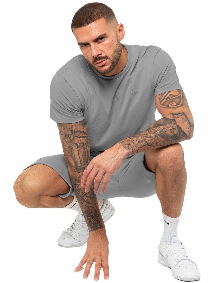 Enzo Jeans Regular Fit T-Shirt And Cargo Shorts Set - Grey