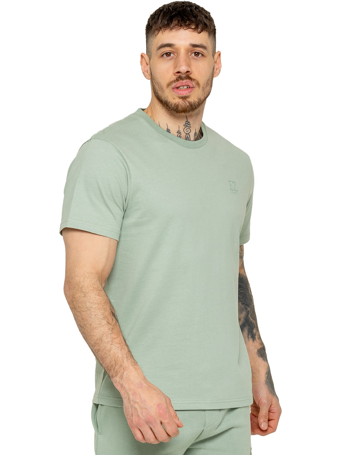 Enzo Jeans Regular Fit T-Shirt And Cargo Shorts Set - Sage